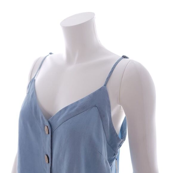 Indigo Rising Juniors Size Medium Solid Blue Button Tank Top Shirt - Picture 2 of 7